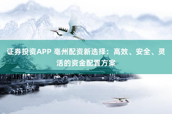 证券投资APP 亳州配资新选择：高效、安全、灵活的资金配置方案