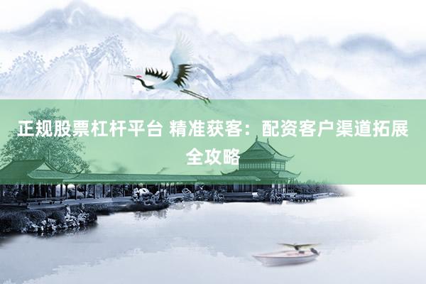 正规股票杠杆平台 精准获客：配资客户渠道拓展全攻略