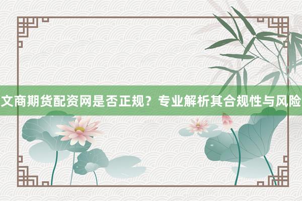 文商期货配资网是否正规？专业解析其合规性与风险