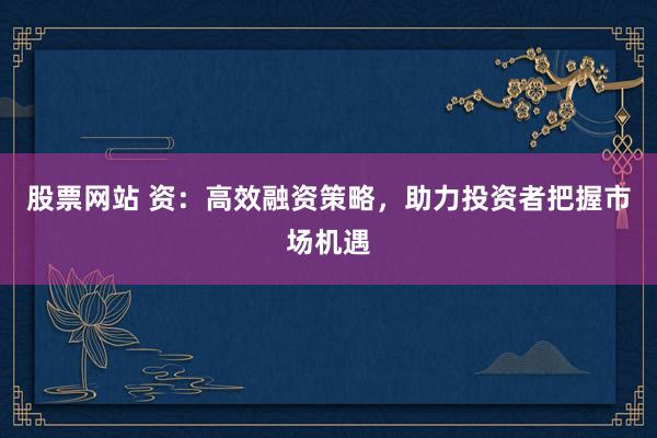 股票网站 资：高效融资策略，助力投资者把握市场机遇