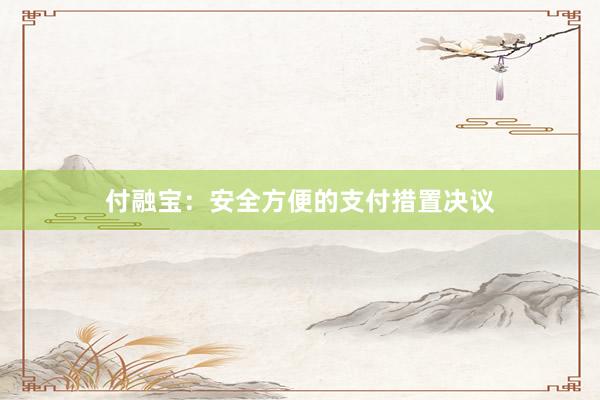 付融宝：安全方便的支付措置决议