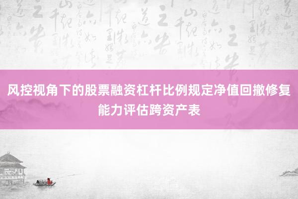 风控视角下的股票融资杠杆比例规定净值回撤修复能力评估跨资产表
