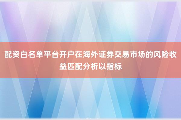 配资白名单平台开户在海外证券交易市场的风险收益匹配分析以指标